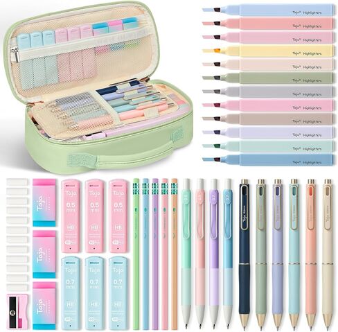 Taja Cute Pencil Case With School Supplies, 39 PCS, Stationery Set, Pink in Saudi Arabia
