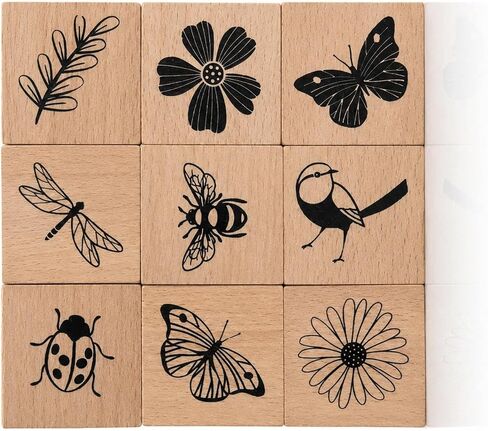 8 Pcs Wooden Rubber Floral Stamps Set, Vintage Flower Stamps for Crafting Tools Scrapbooking Card Making Journaling Clay Pottery Projects, Cute Ink Stamp Craft Kits for DIY Art Supplies in Kuwait