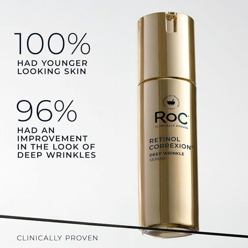 RoC Retinol Correxion Deep Wrinkle Retinol Face Serum with Ascorbic Acid, Daily Anti-Aging Skin Care Treatment for Fine Lines, Dark Spots, Acne Scars, 1 Ounce (Packaging May Vary) in Kuwait