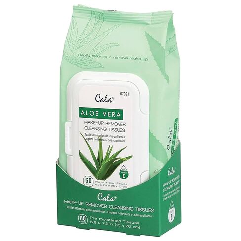 Cala Aloe vera make-up remover cleansing tissues 60 count, 60 Count in Saudi Arabia