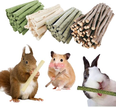 4 in 1 Natural Bunny Chew Toys Sticks Rabbit Treat Apple Hay Bamboo in Saudi Arabia