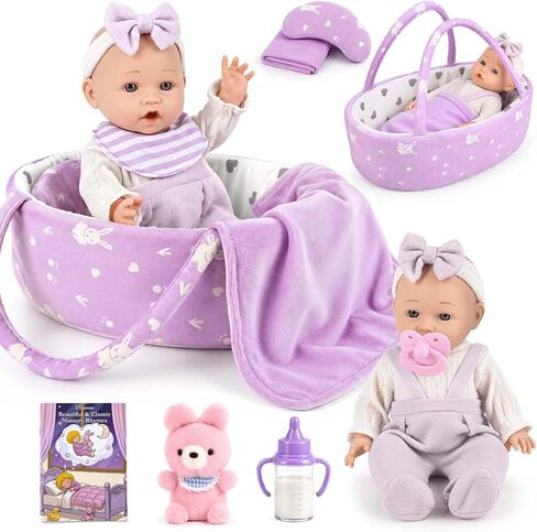 Dreamon Baby Doll Set 12" Baby Doll with Feeding & Caring Accessories, Pink in Saudi Arabia