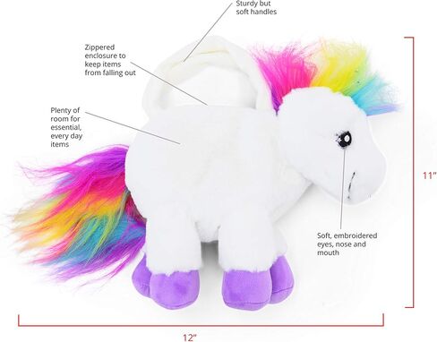 Unicorn Stuffed Animal for Kids (Poppy Purse) - Purple,rainbow,silver in Kuwait