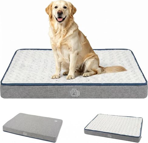 EMPSIGN Reversible Dog Bed Mat, Washable Pet Bed for Large Medium Small Dogs, Kennel Pad with Removable Cover, Bed Mattress for Crate Kennel, All Season Dual-Sided Plush & Canvas Pet Bed in Saudi Arabia
