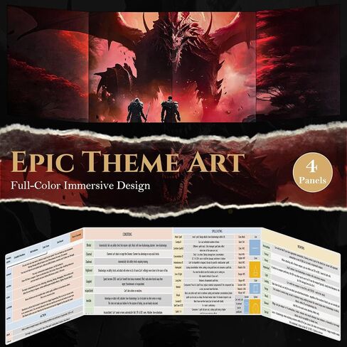 2 PCS DM Screen for D&D 5E Epic-Themed Dungeon Master Cheat Sheet in Saudi Arabia