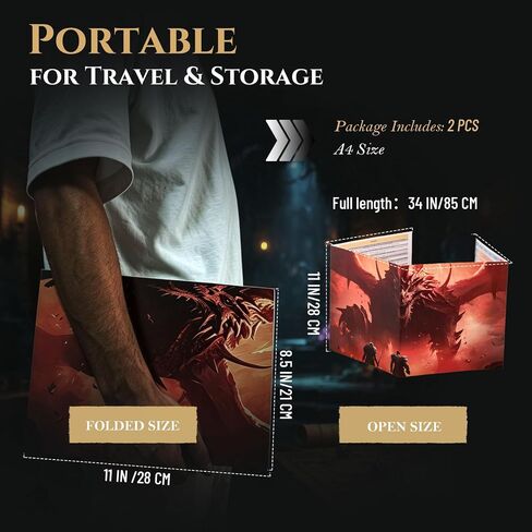 2 PCS DM Screen for D&D 5E Epic-Themed Dungeon Master Cheat Sheet in Saudi Arabia