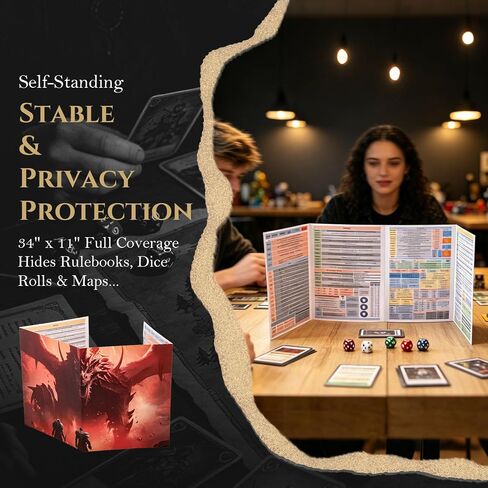2 PCS DM Screen for D&D 5E Epic-Themed Dungeon Master Cheat Sheet in Saudi Arabia