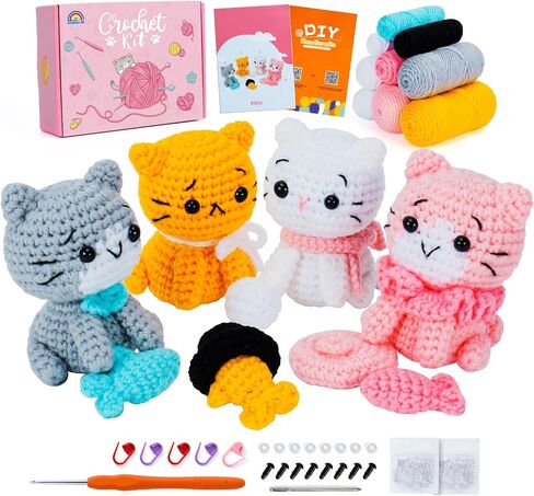 Crochet Kit for Beginners, Axolotls Cat Crochet Kit for Adults Beginner in Saudi Arabia