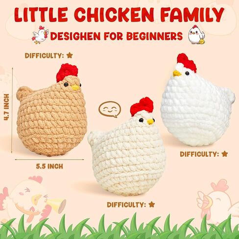 MAGIMUSE Crochet Kit for Beginners, 3 Pcs Chicken Crochet Craft Kit in Kuwait