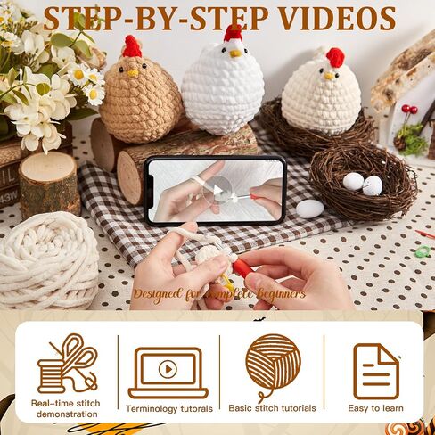 MAGIMUSE Crochet Kit for Beginners, 3 Pcs Chicken Crochet Craft Kit in Kuwait