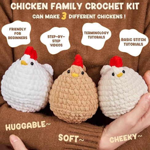 MAGIMUSE Crochet Kit for Beginners, 3 Pcs Chicken Crochet Craft Kit in Kuwait