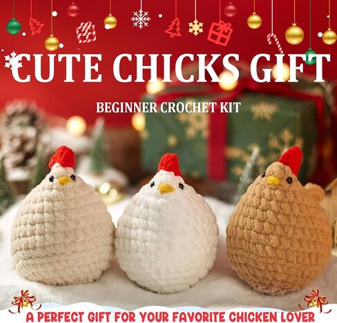 MAGIMUSE Crochet Kit for Beginners, 3 Pcs Chicken Crochet Craft Kit in Kuwait