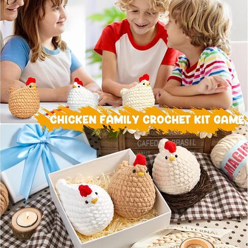 MAGIMUSE Crochet Kit for Beginners, 3 Pcs Chicken Crochet Craft Kit in Kuwait