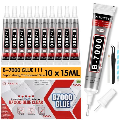 INSOIA Bedazzling Glue B7000 Clear, 10 x 15ml Precision Tip in Saudi Arabia