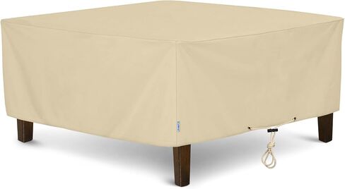 SunPatio Outdoor Ottoman Cover, Heavy Duty Waterproof Square Coffee Table Cover, Patio Furniture Side Table Cover, All Weather Protection, 32" L x 32" W x 18" H, Beige in Saudi Arabia