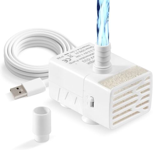 200L/H Submersible Water Pump Ultra Silent USB Small Fountain Pump with 2 Nozzles for Aquarium Fish Tank Fountain Hydroponic Bird Bath Small Pond Solar panels Garden Decoration 3W DC 3.5-9V in Saudi Arabia