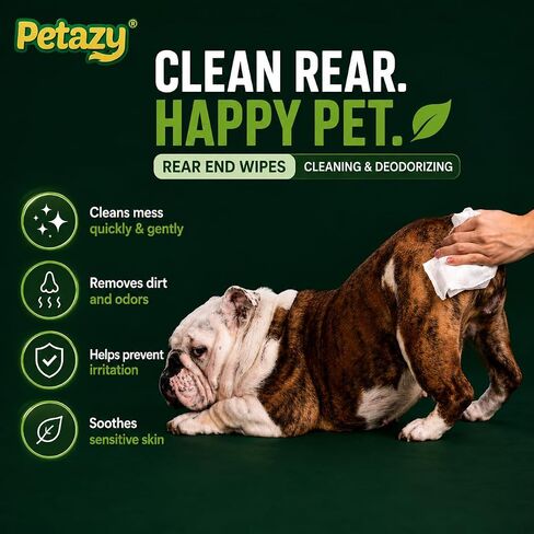 Petazy XL Pet Butt Wipes for Dogs & Cats, Anal Gland Deodorizing, 72 Count in Kuwait