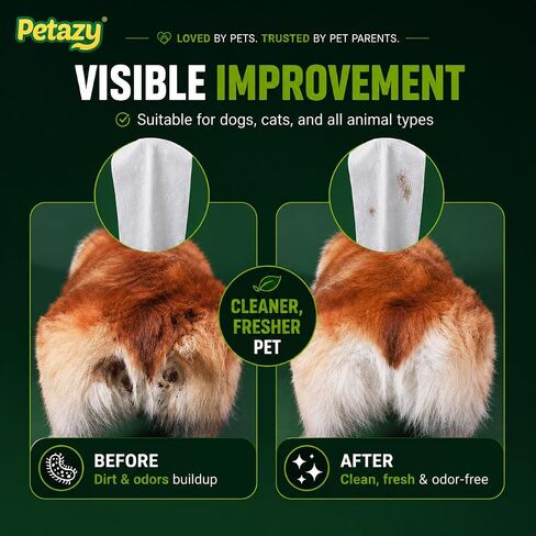 Petazy XL Pet Butt Wipes for Dogs & Cats, Anal Gland Deodorizing, 72 Count in Kuwait