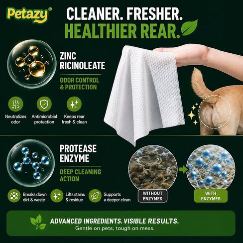 Petazy XL Pet Butt Wipes for Dogs & Cats, Anal Gland Deodorizing, 72 Count in Kuwait
