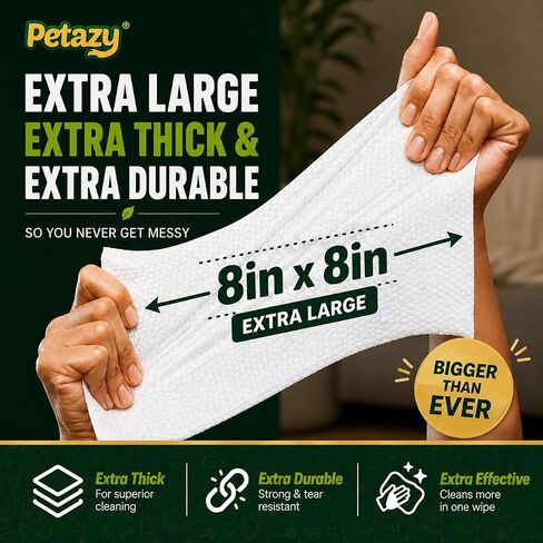 Petazy XL Pet Butt Wipes for Dogs & Cats, Anal Gland Deodorizing, 72 Count in Kuwait