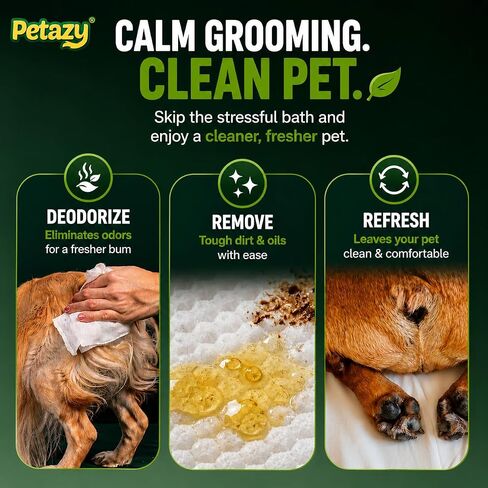 Petazy XL Pet Butt Wipes for Dogs & Cats, Anal Gland Deodorizing, 72 Count in Kuwait