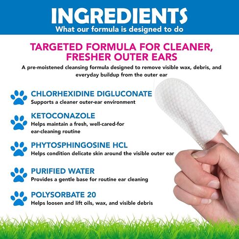 Squishface Ear Wipes – Finger Wipe Dog Ear Itch & Cleaner, 60 Count in Kuwait