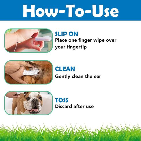 Squishface Ear Wipes – Finger Wipe Dog Ear Itch & Cleaner, 60 Count in Kuwait