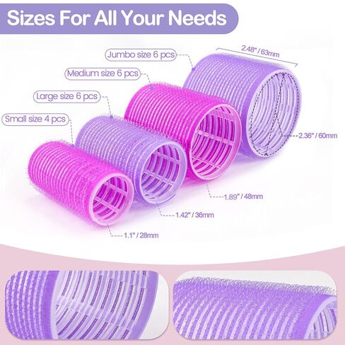 33 Pcs Hair Rollers set, Self Grip Hair Rollers for Long Medium Short Hair, Jumbo Large medium Hair Curlers （22 Velcro Rollers + 10 Stainless steel Clip +1 Storage Bag） in Saudi Arabia