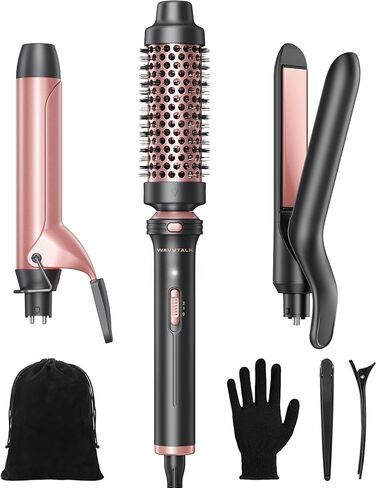 Wavytalk 5 in 1 Curling Iron, Curling Wand Set with Three Barrel Curling Iron and 4 Interchangeable Ceramic Curling Wand, Fast Heating Wand Curling Iron, Dual Voltage Hair Waver (Rose Gold) in Saudi Arabia