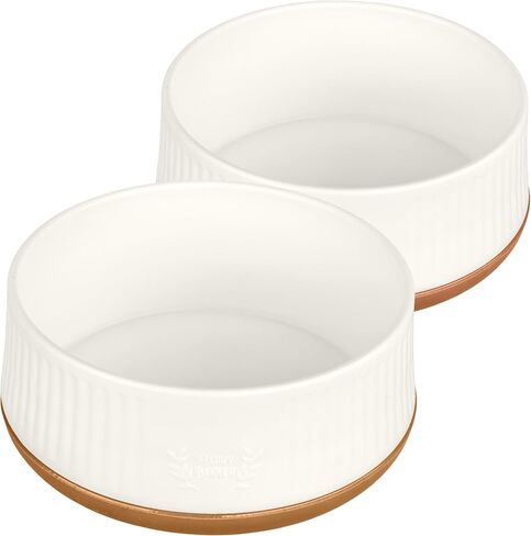 Harry Barker Small Modern Dog Bowls, 2-Pack Eco-Friendly Plastic Pet Food & Water Bowls, Non-Slip Base, Dishwasher Safe, BPA-Free, Neutral Design, Holds 3 Cups Each in Kuwait