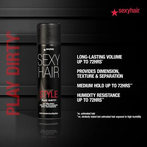 SexyHair Style Play Dirty Dry Wax Spray | Body and Dimension | Helps Achieve Second-Day Look | All Hair Types in Kuwait