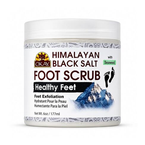 OKAY Pure Naturals Black Salt Foot Scrub 6oz in Saudi Arabia