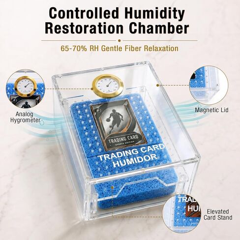 227PCS Trading Card Cleaning Kit, Card Repair Kit & Card Restoration Kit, 4-in-1 Cleaning, Polishing, Humidifying & Flattening System with Acrylic Humidor for Sports, TCG & Vintage Cards in Kuwait