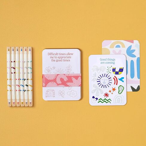 MindfulArt Color Your Own Affirmation Cards - Positivity Kit with Markers in Saudi Arabia