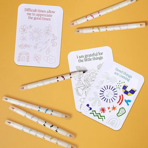 MindfulArt Color Your Own Affirmation Cards - Positivity Kit with Markers in Saudi Arabia