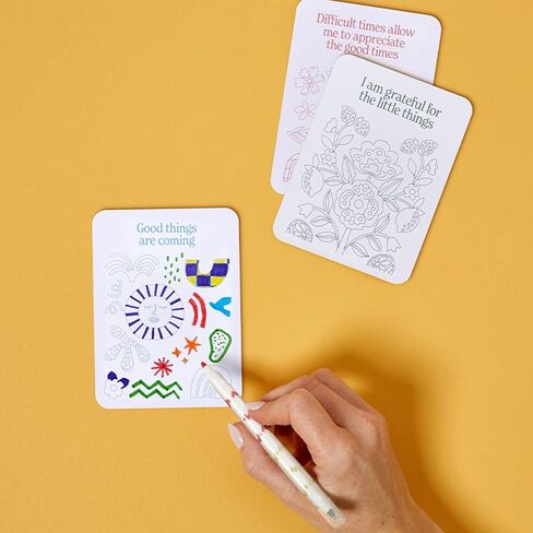 MindfulArt Color Your Own Affirmation Cards - Positivity Kit with Markers in Saudi Arabia