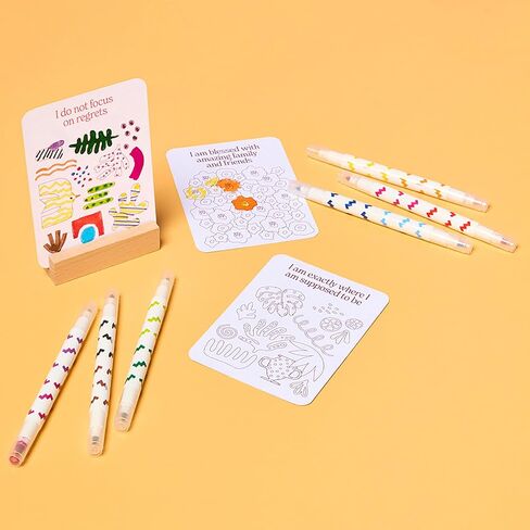 MindfulArt Color Your Own Affirmation Cards - Positivity Kit with Markers in Saudi Arabia