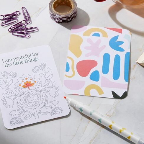 MindfulArt Color Your Own Affirmation Cards - Positivity Kit with Markers in Saudi Arabia