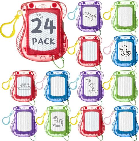 24 Pack Mini Magnetic Drawing Boards for Kids Erasable Doodle and Writing Pad Backpack Keychain Clip Drawing Board for Birthday Party Favors Goodie Bag Stuffers in Kuwait