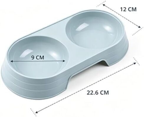 Pet Food and Water Bowl, Double Feeding Bowls, Small Grey, for Cats and Small Dogs, Portable Pet Accessories in Saudi Arabia