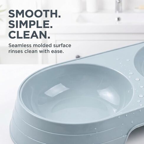 Pet Food and Water Bowl, Double Feeding Bowls, Small Grey, for Cats and Small Dogs, Portable Pet Accessories in Saudi Arabia