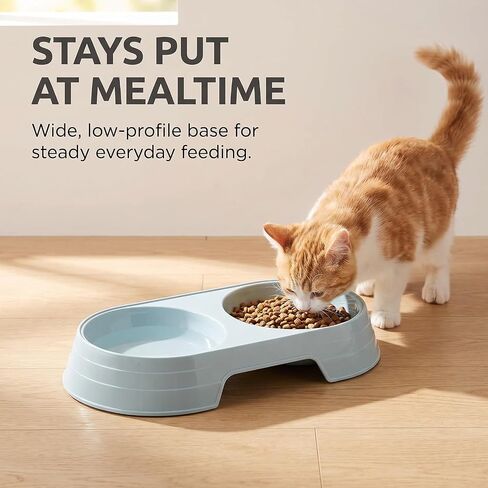 Pet Food and Water Bowl, Double Feeding Bowls, Small Grey, for Cats and Small Dogs, Portable Pet Accessories in Saudi Arabia
