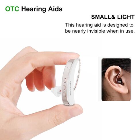 Hearing Aids, Hearing Aid for Seniors Rechargeable with Noise Cancelling Hearing Amplifier for Adults Hearing Loss Digital Ear Hearing Assist Devices with Volume Control (Pearl Grey, Left) in Saudi Arabia