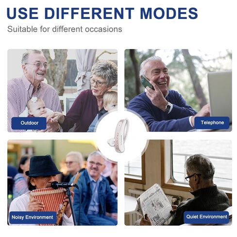 Hearing Aids, Hearing Aid for Seniors Rechargeable with Noise Cancelling Hearing Amplifier for Adults Hearing Loss Digital Ear Hearing Assist Devices with Volume Control (Pearl Grey, Left) in Saudi Arabia