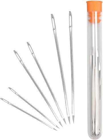 Hekisn Professional Large-Eye Leather Stitching Needle with 3 Different Sizes for Leather Projects with Storage Container (6 Pieces) in Kuwait