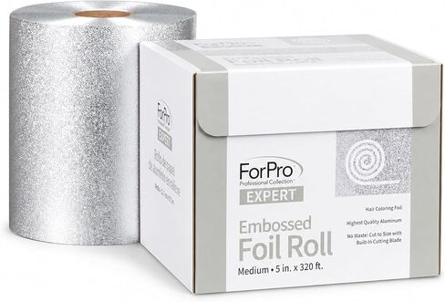 ForPro Expert Embossed Aluminum Foil Roll, 320 Ft Hair Foils for Color Application and Highlighting Services, Silver, Medium, 5" W in Kuwait