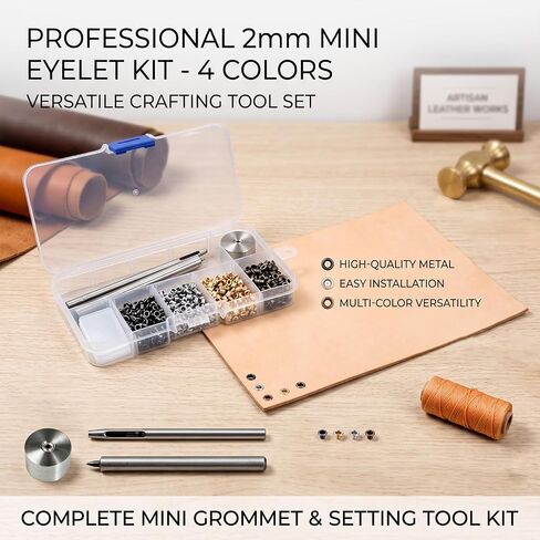 2mm Mini Grommet Kit, 800Pcs Metal Eyelets with 3 Install Tools, 4 Colors in Saudi Arabia
