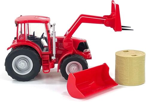 Big Country Toys Red Tractor & Implements, 1:20 Scale, Toy Tractor with Hay Bale and Bucket Attachment, Working Doors, Red, Ages 3 and Up… in Kuwait