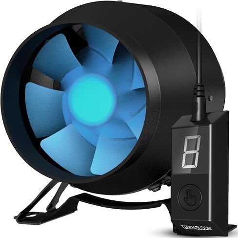 TerraBloom ECMF-100، مروحة مضمنة مقاس 4 بوصات مع وحدة تحكم رقمية في السرعة لنظام التدفئة والتهوية وتكييف الهواء (HVAC)، وتعزيز تدفق الهواء في القناة، وعادم خيمة النمو والترشيح in Kuwait