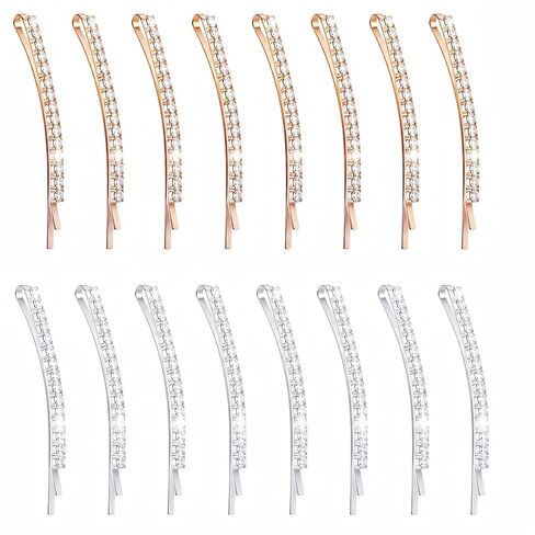 16 Pieces Rhinestone Bobby Pin Metal Hair Clips Clear Crystal Hair Pin Decorations for Lady Women Girls (Color 1) in Kuwait